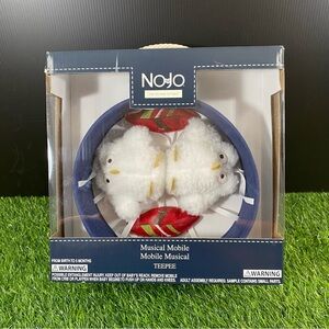 NoJo Crib Teepee Musical Mobile with Owl’s Design Blue, White and Red Feathers